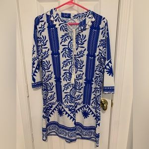 Blue & white Dress/Beach Cover Up with tassel detail Size S
